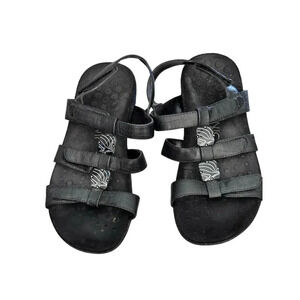Vionic TVW1275 Women's Black Leather Strappy Slingback Sandals Size 8
